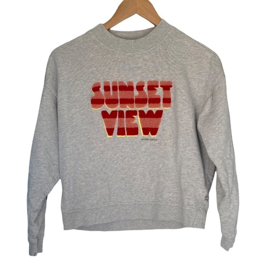 SCOTCH and Soda Sunset View Madison Scotch Grey Crew Neck Sweater, Womens XS